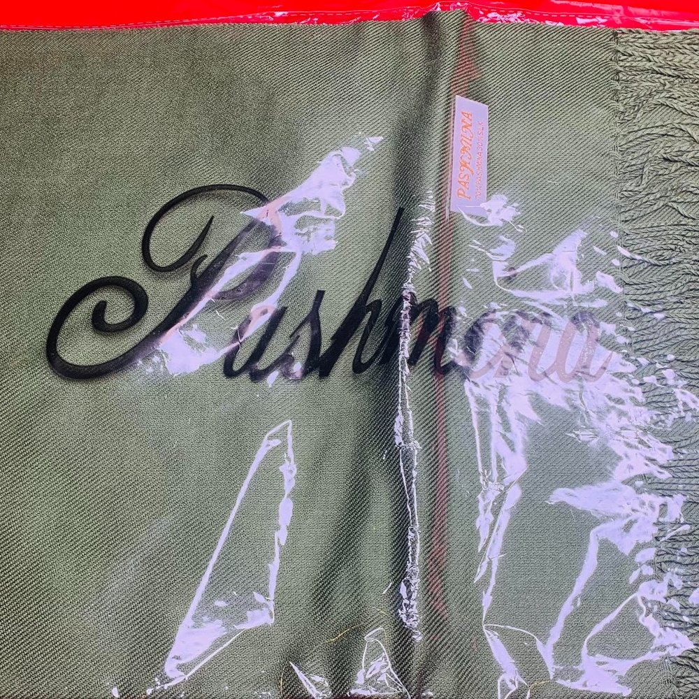 Solid Olive Pashmina Scarf - image 1